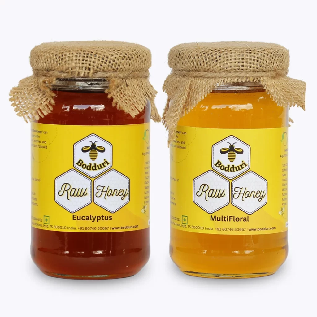 pure and natural raw honey, combo pack of two honey bottles multifloral honey and eucalyptus honey 250 grams