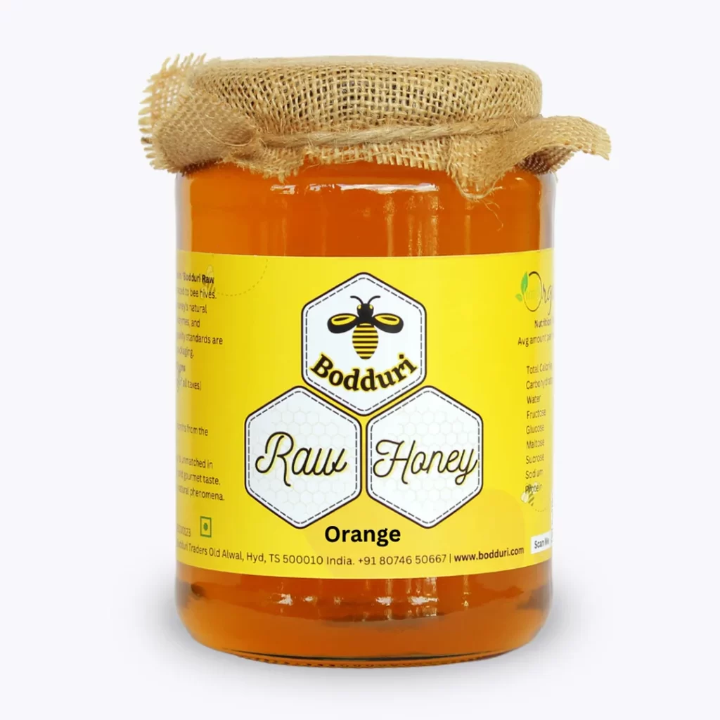 orange natural and pure honey jar of 1 kg
