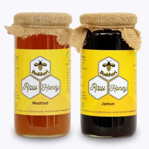 pure and natural raw honey, combo pack of two honey bottles jamun honey and mustard honey 500 grams