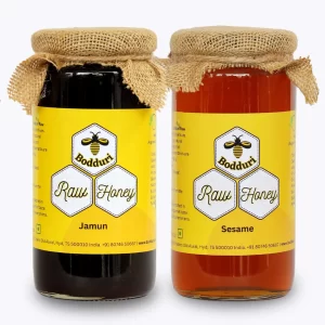 pure and natural raw honey, combo pack of two honey bottles jamun honey and sesame honey 500 grams