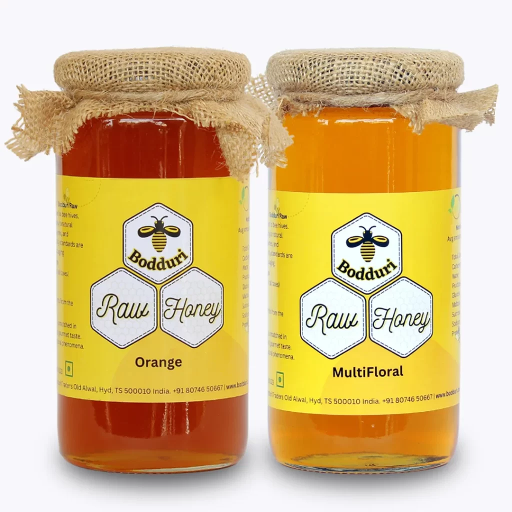 pure and natural raw honey, combo pack of two honey bottles multifloral honey and orange honey 500 grams
