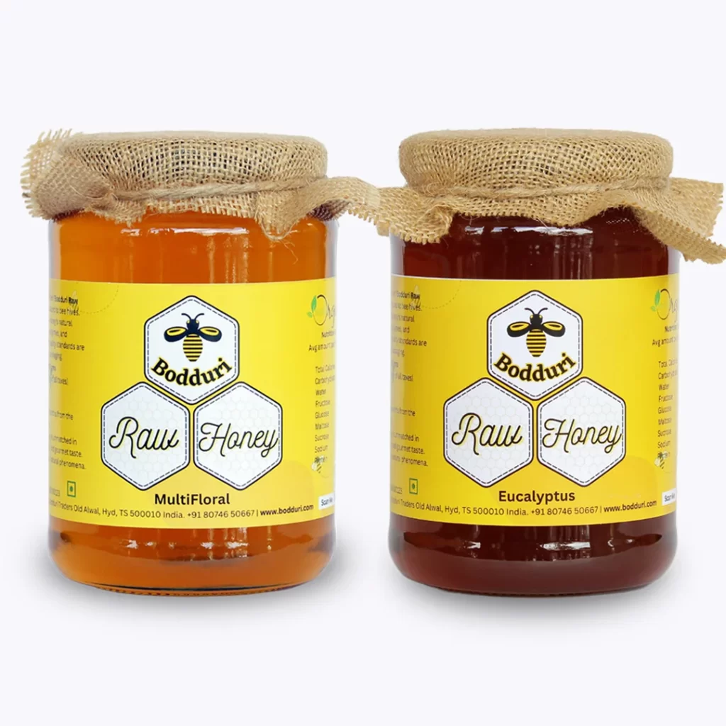 pure and natural raw honey, combo pack of two honey bottles multifloral honey and eucalyptus honey